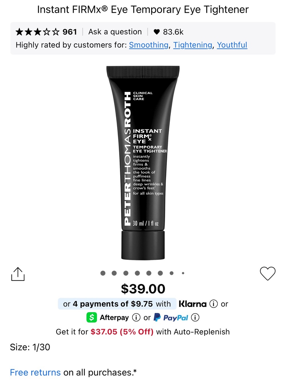 Peter Thomas Roth Black Instant FIRMx Eye Temporary Tightener